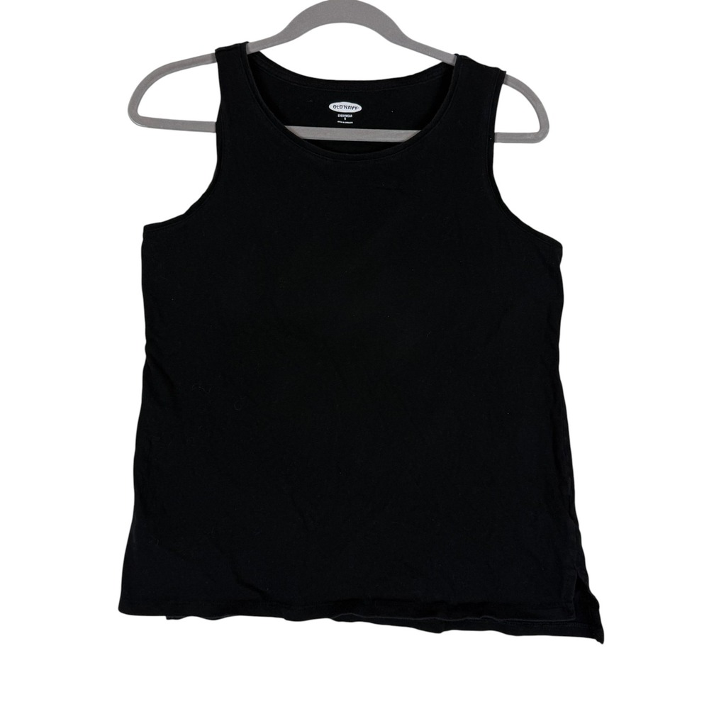 Old Navy Tank Top Womens Small Black 100% Cotton Scoop Neck Basic Jersey Casual